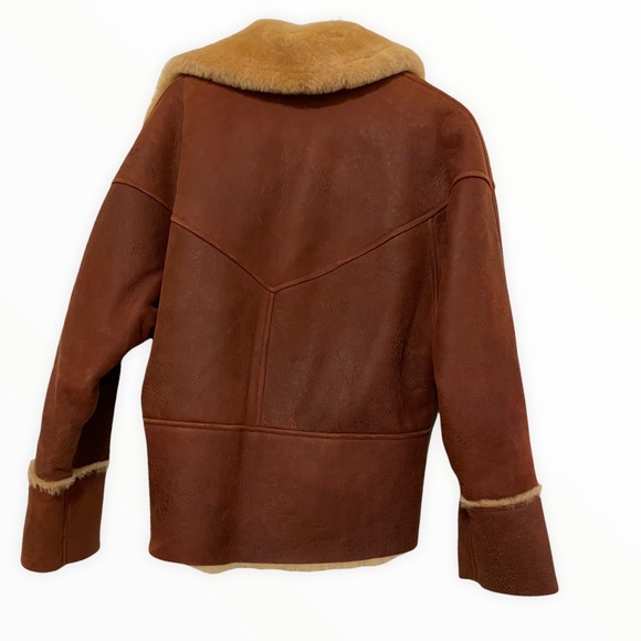 Brand New SANDRO Zinal shearling biker jacket, Sz 4 - Picture 6 of 11